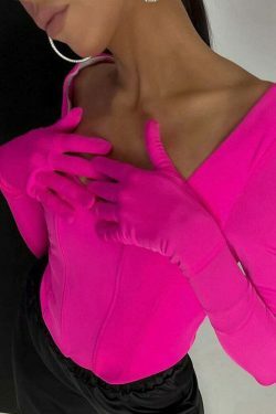 Coquette Aesthetic Vera Long Sleeve Gloves T-Shirt - Y2K Fashion Women's Top