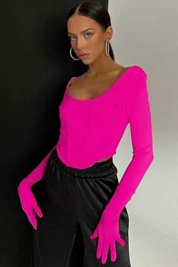 Coquette Aesthetic Vera Long Sleeve Gloves T-Shirt - Y2K Fashion Women's Top