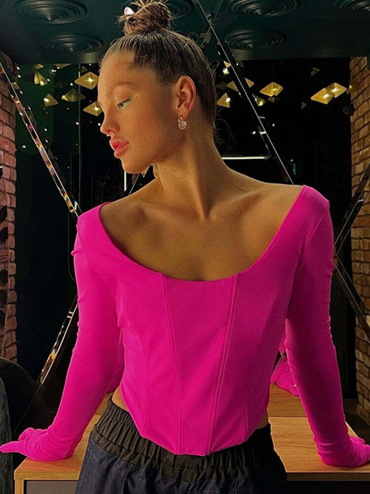 Coquette Aesthetic Vera Long Sleeve Gloves T-Shirt - Y2K Fashion Women's Top