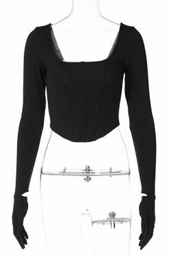 Coquette Aesthetic Vera Long Sleeve Gloves T-Shirt - Y2K Fashion Women's Top