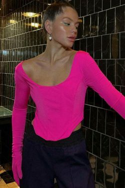 Coquette Aesthetic Vera Long Sleeve Gloves T-Shirt - Y2K Fashion Women's Top