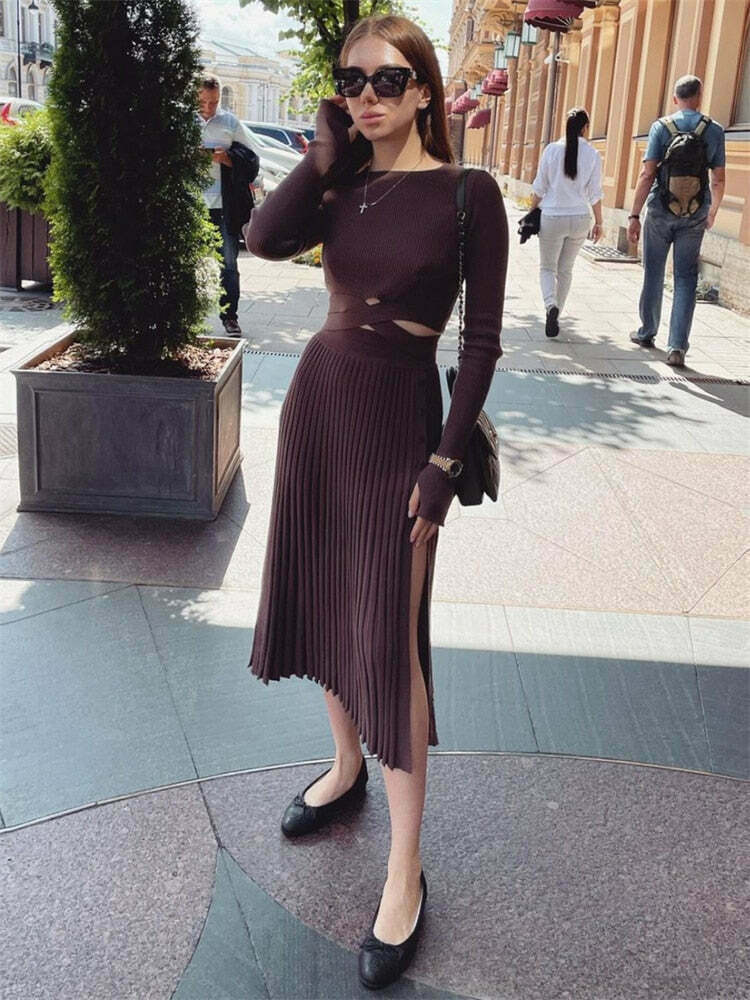 Coquette Aesthetic Verandah Pleated Skirt Set - Y2K Fashion Statement Piece Coquette Aesthetic Verandah Pleated Skirt Set - Y2K Fashion Statement Piece