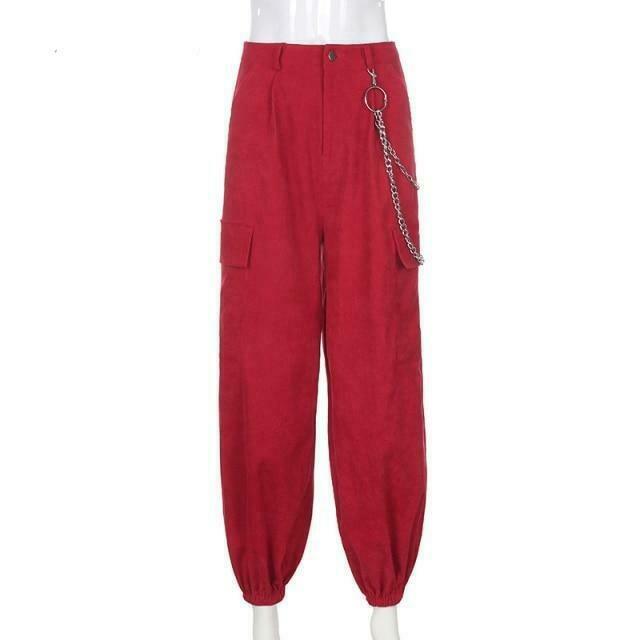 Coquette Aesthetic Vine Red Cargo Pants - Y2K Fashion Women's Grunge Style Outfit Coquette Aesthetic Vine Red Cargo Pants - Y2K Fashion Women's Grunge Style Outfit