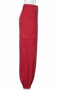 Coquette Aesthetic Vine Red Cargo Pants - Y2K Fashion Women's Grunge Style Outfit
