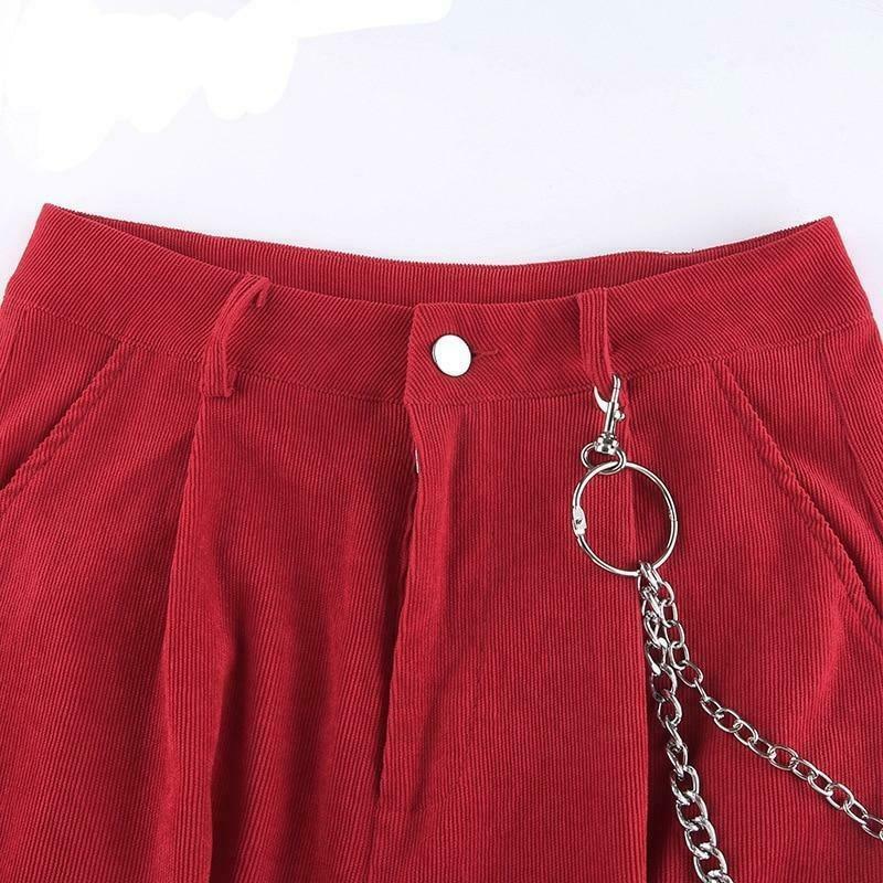 Coquette Aesthetic Vine Red Cargo Pants - Y2K Fashion Women's Grunge Style Outfit Coquette Aesthetic Vine Red Cargo Pants - Y2K Fashion Women's Grunge Style Outfit