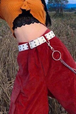 Coquette Aesthetic Vine Red Cargo Pants - Y2K Fashion Women's Grunge Style Outfit