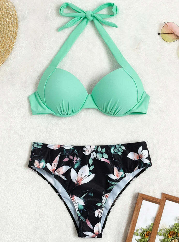 Coquette Aesthetic Vintage Swimsuit Bikini with Sexy Print Coquette Aesthetic Vintage Swimsuit Bikini with Sexy Print