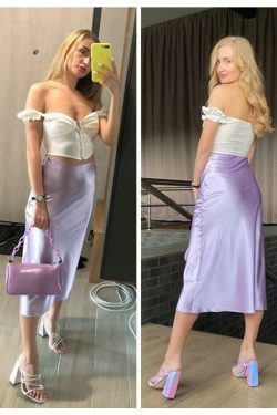 Coquette Aesthetic Vivian Silk High Waist Cargo Skirt