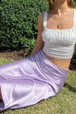 Coquette Aesthetic Vivian Silk High Waist Cargo Skirt