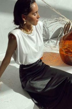 Coquette Aesthetic Vivian Silk High Waist Cargo Skirt