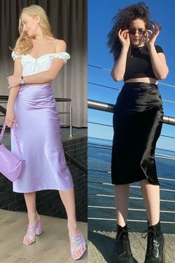 Coquette Aesthetic Vivian Silk High Waist Cargo Skirt