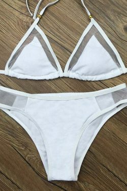 Coquette Aesthetic Voile Panel See-Through Bikini Set