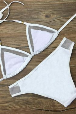 Coquette Aesthetic Voile Panel See-Through Bikini Set