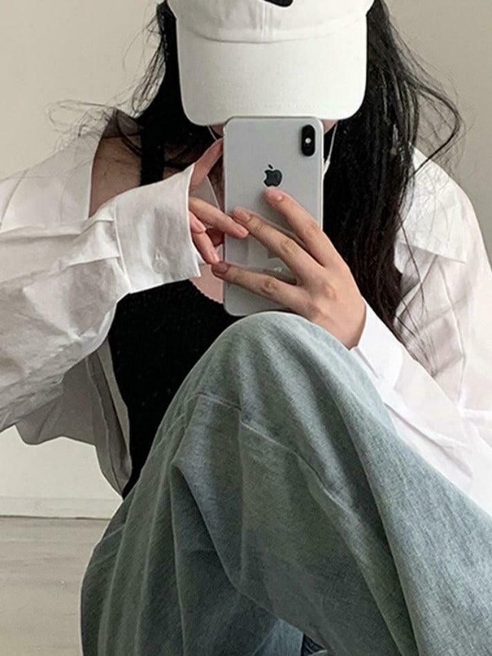 Coquette Aesthetic White Cardigan: Y2K Fashion Long Sleeve Blouse Coquette Aesthetic White Cardigan: Y2K Fashion Long Sleeve Blouse