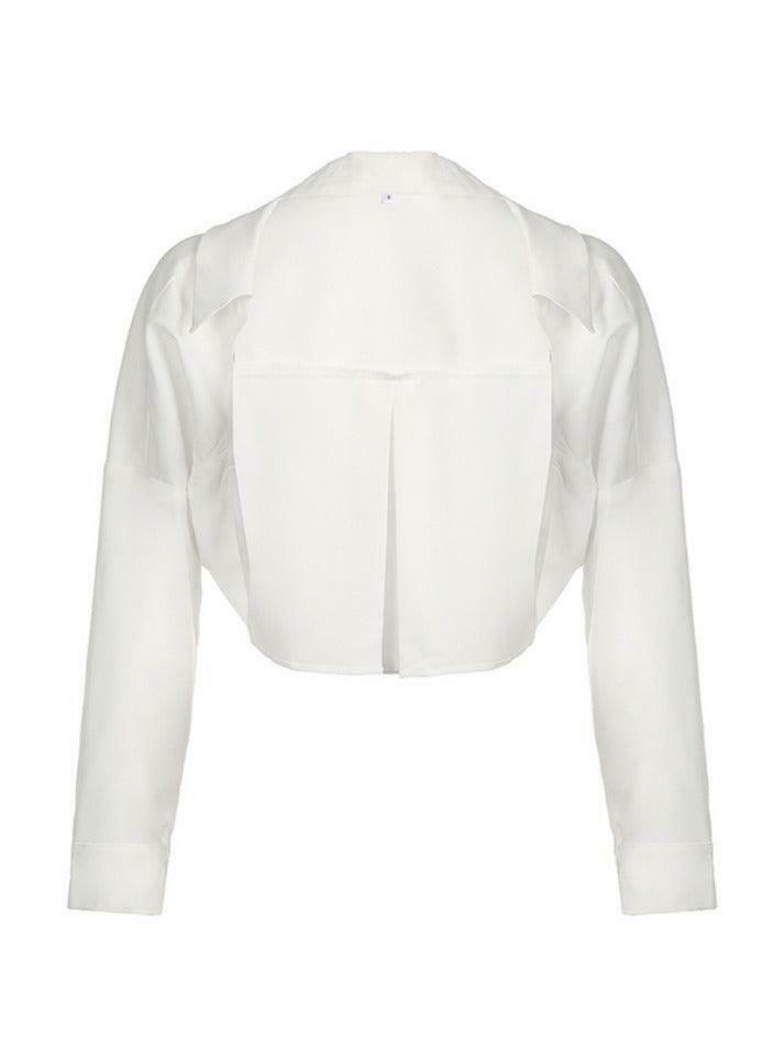 Coquette Aesthetic White Cardigan: Y2K Fashion Long Sleeve Blouse Coquette Aesthetic White Cardigan: Y2K Fashion Long Sleeve Blouse