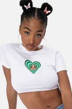 Coquette Aesthetic White Crop Top: Y2K Fashion for Women - Grunge Style, Pastel Goth, Cute