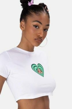 Coquette Aesthetic White Crop Top: Y2K Fashion for Women - Grunge Style, Pastel Goth, Cute
