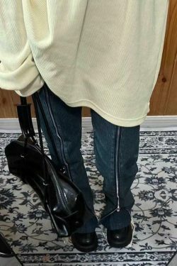 Coquette Aesthetic White Ribbed V-Neck Long Sleeve Knit Sweater