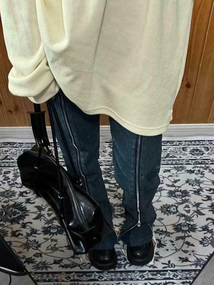 Coquette Aesthetic White Ribbed V-Neck Long Sleeve Knit Sweater Coquette Aesthetic White Ribbed V-Neck Long Sleeve Knit Sweater