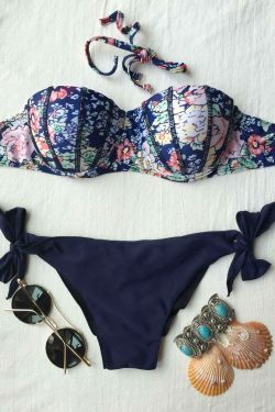 Coquette Aesthetic Women's Printed Underwire Bikini Set