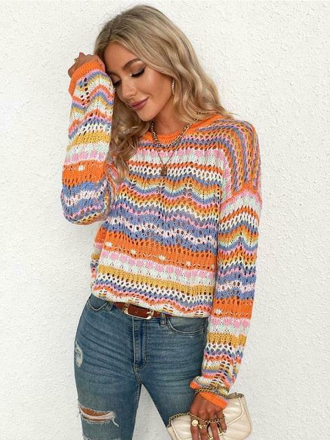 Coquette Aesthetic Wonderland Knitted Sweatshirt - Y2K Fashion Grunge Style Cute Tops & Cargo Skirt