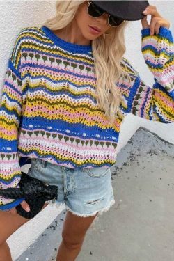 Coquette Aesthetic Wonderland Knitted Sweatshirt - Y2K Fashion Grunge Style Cute Tops & Cargo Skirt