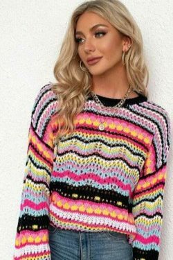 Coquette Aesthetic Wonderland Knitted Sweatshirt - Y2K Fashion Grunge Style Cute Tops & Cargo Skirt