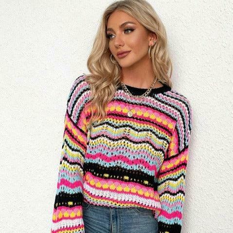 Coquette Aesthetic Wonderland Knitted Sweatshirt - Y2K Fashion Grunge Style Cute Tops & Cargo Skirt