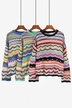 Coquette Aesthetic Wonderland Knitted Sweatshirt - Y2K Fashion Grunge Style Cute Tops & Cargo Skirt