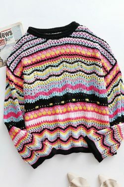 Coquette Aesthetic Wonderland Knitted Sweatshirt - Y2K Fashion Grunge Style Cute Tops & Cargo Skirt