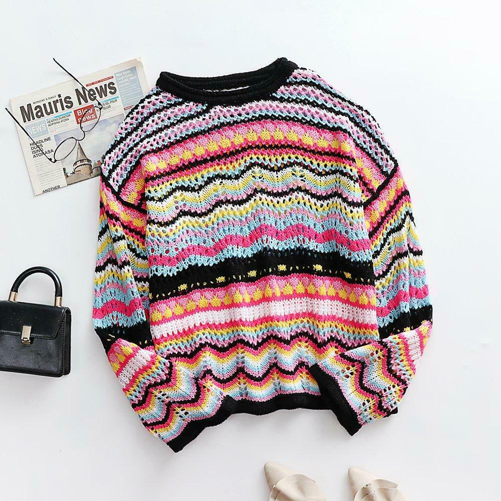 Coquette Aesthetic Wonderland Knitted Sweatshirt - Y2K Fashion Grunge Style Cute Tops & Cargo Skirt