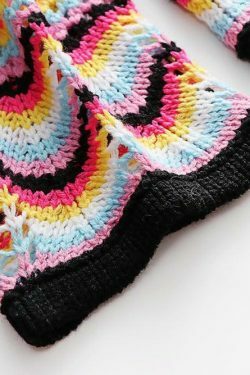 Coquette Aesthetic Wonderland Knitted Sweatshirt - Y2K Fashion Grunge Style Cute Tops & Cargo Skirt