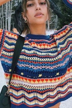 Coquette Aesthetic Wonderland Knitted Sweatshirt - Y2K Fashion Grunge Style Cute Tops & Cargo Skirt