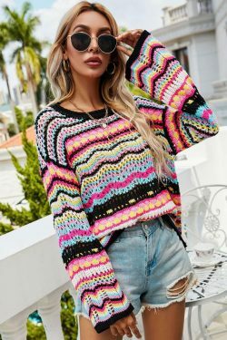 Coquette Aesthetic Wonderland Knitted Sweatshirt - Y2K Fashion Grunge Style Cute Tops & Cargo Skirt