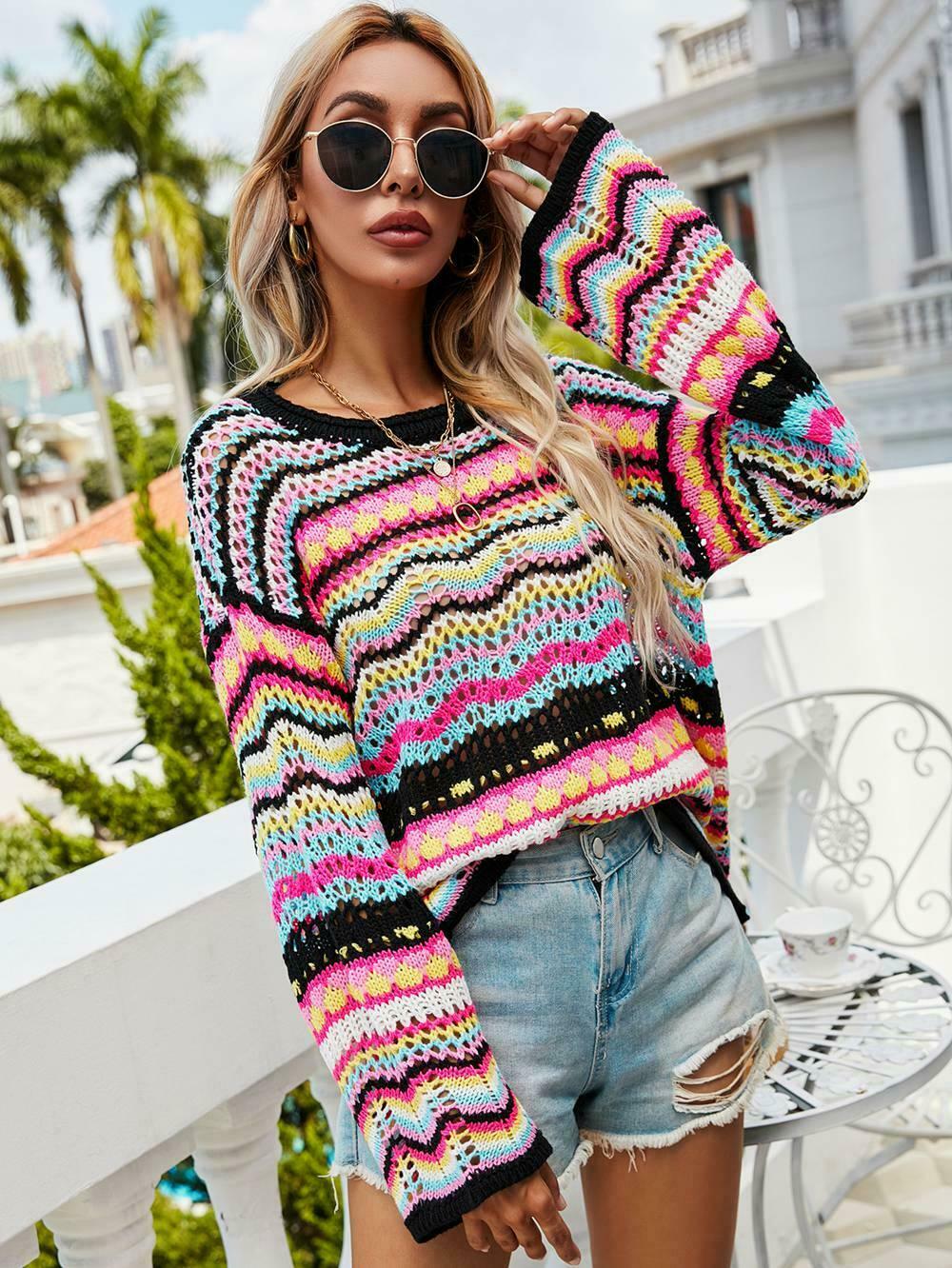 Coquette Aesthetic Wonderland Knitted Sweatshirt - Y2K Fashion Grunge Style Cute Tops & Cargo Skirt