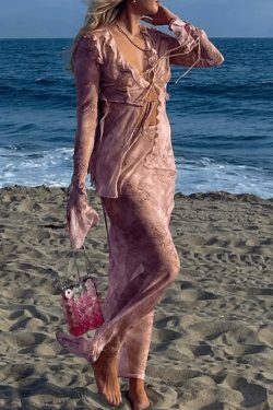 Coquette Aesthetic Wood Ear Print Skirt Suit - Y2K Fashion Outfit