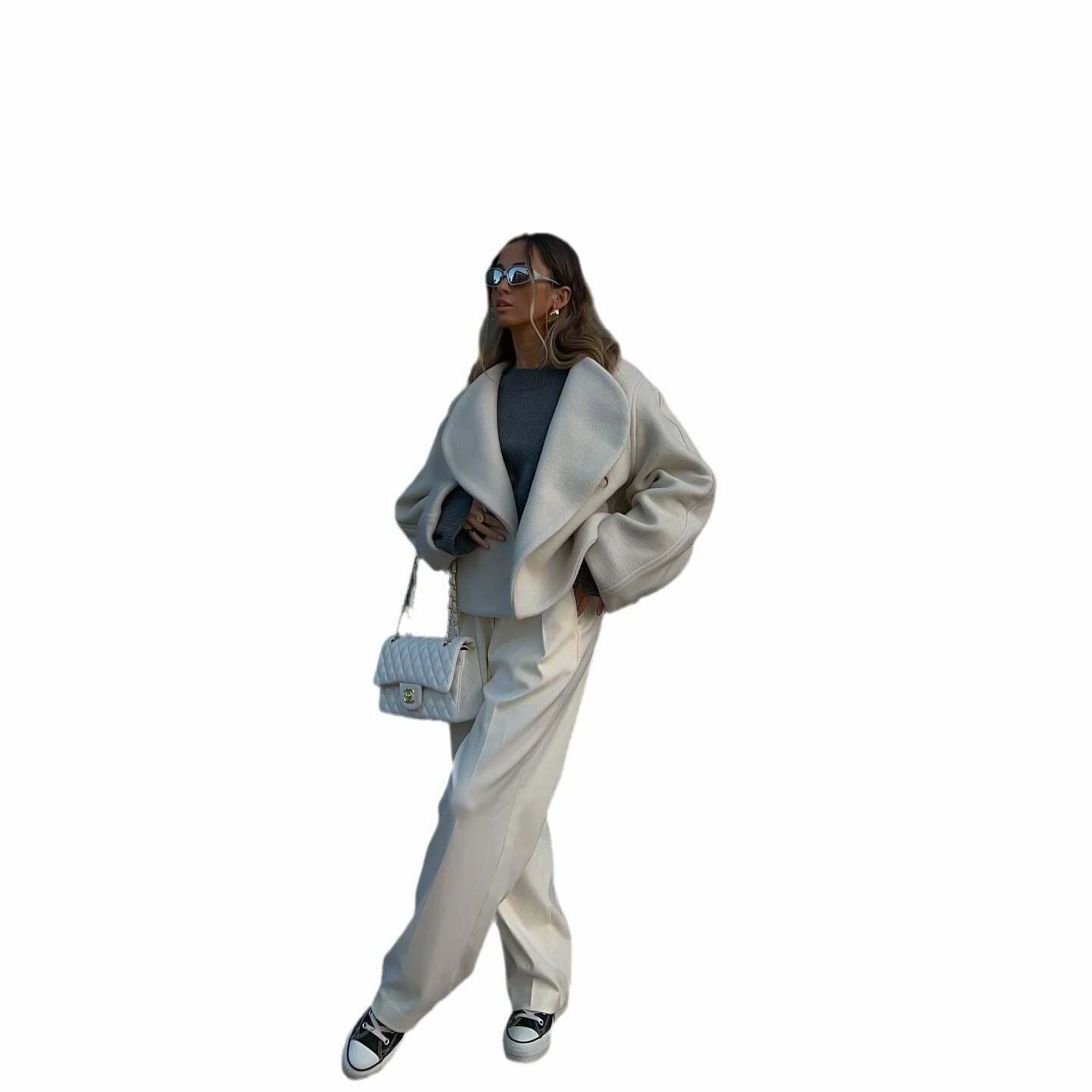 Coquette Aesthetic Woolen Placket Design Cardigan Jacket - Y2K Fashion Statement