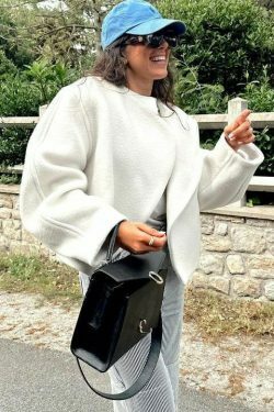 Coquette Aesthetic Woolen Placket Design Cardigan Jacket - Y2K Fashion Statement