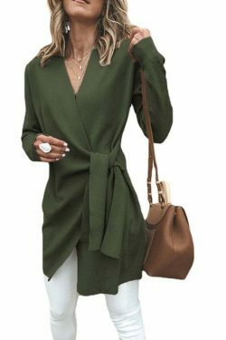 Coquette Aesthetic Woolen V-Neck Belted Cardigan Coat