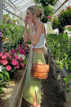 Coquette Aesthetic Y2K Fashion Silk Slit Bodycon Skirt