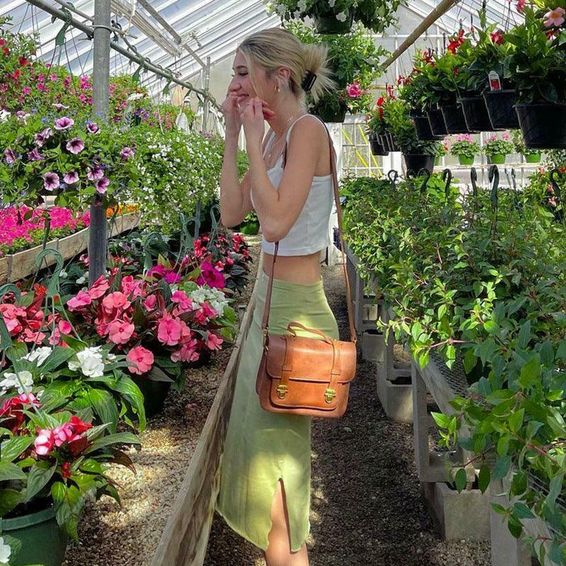 Coquette Aesthetic Y2K Fashion Silk Slit Bodycon Skirt Coquette Aesthetic Y2K Fashion Silk Slit Bodycon Skirt