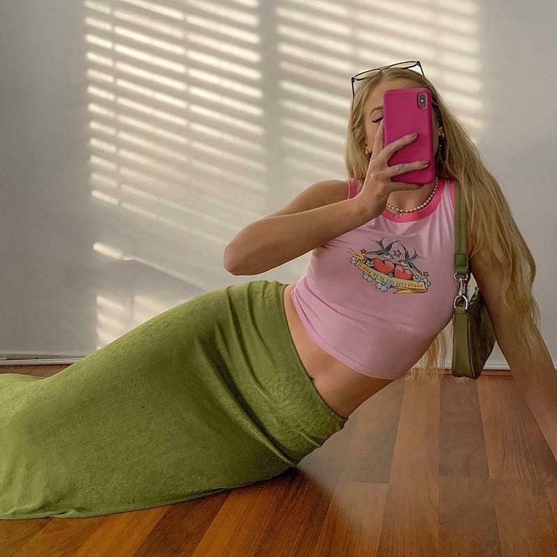 Coquette Aesthetic Y2K Fashion Silk Slit Bodycon Skirt Coquette Aesthetic Y2K Fashion Silk Slit Bodycon Skirt