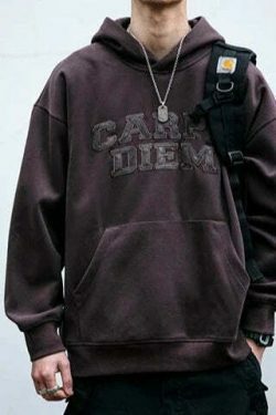 Coquette Aesthetic Y2K Hoodie with 'Carpe Diem' Applique - Women's Fashion