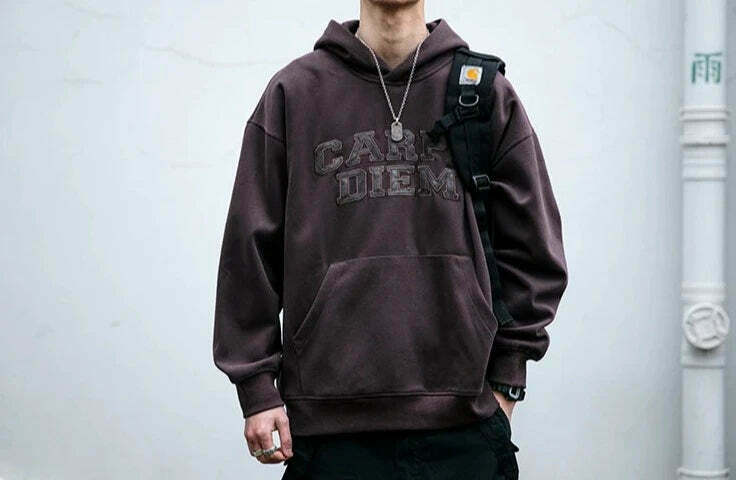 Coquette Aesthetic Y2K Hoodie with 'Carpe Diem' Applique - Women's Fashion