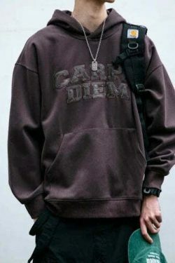 Coquette Aesthetic Y2K Hoodie with 'Carpe Diem' Applique - Women's Fashion