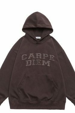 Coquette Aesthetic Y2K Hoodie with 'Carpe Diem' Applique - Women's Fashion