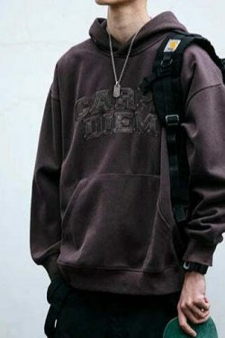 Coquette Aesthetic Y2K Hoodie with 'Carpe Diem' Applique - Women's Fashion