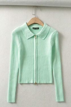 Coquette Aesthetic Y2K Zip-Up Top for Women - Grunge Style Cargo Skirt Outfit