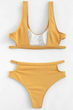 Coquette Aesthetic Yellow Padding Bikini Set - Y2K Fashion Swimwear