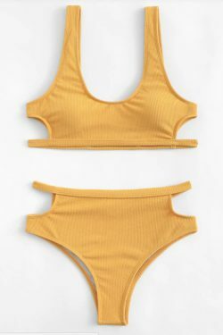 Coquette Aesthetic Yellow Padding Bikini Set - Y2K Fashion Swimwear